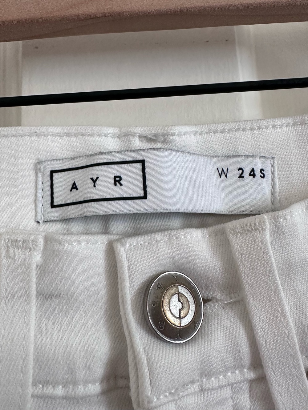 AYR The Pop Jeans White Straight Leg Size 24 S Short - Picture 4 of 7